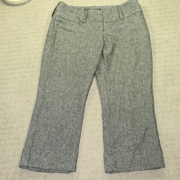 Express Pants - Express Editor Size 0 Black White Tweed Wool Blend Fully Lined Cuffed Pants